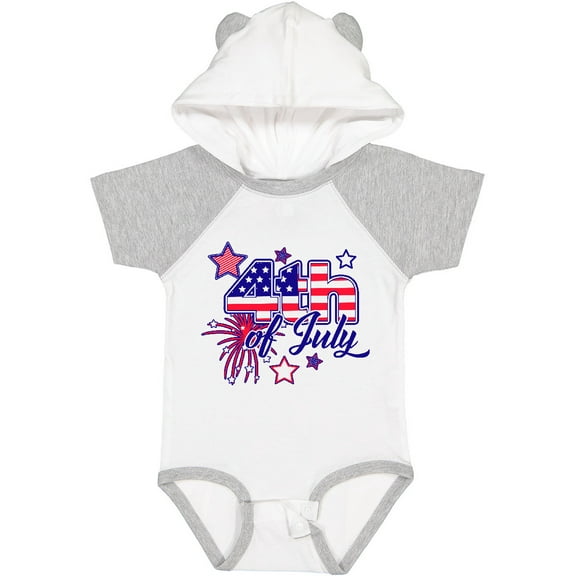 Inktastic 4th of July Fireworks Stars and American Flag Boys or Girls Baby Bodysuit