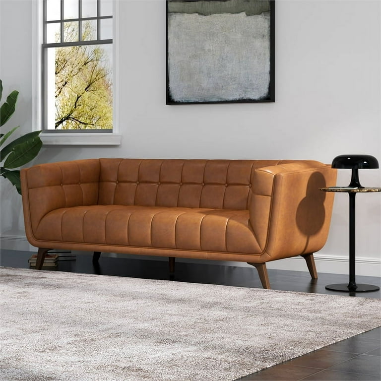 Mid century genuine leather sofa outlet