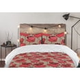 thumbnail image 5 of Ambesonne Poppy Down Alternative Quilt Comforter, Retro Garden Blooming Floral, Full, Dark Coral and Tan, 5 of 5