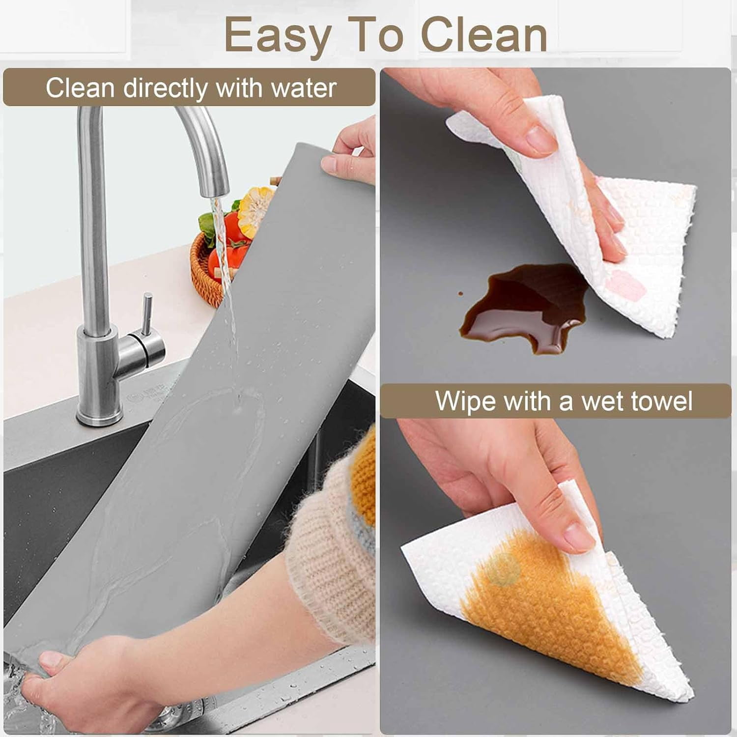 Large 36"x24" Silicone Mats for Kitchen Counter, Heat-Resistant Non-Slip Countertop Protector and Waterproof Craft Mat, 2-Pack (Semitransparent)
