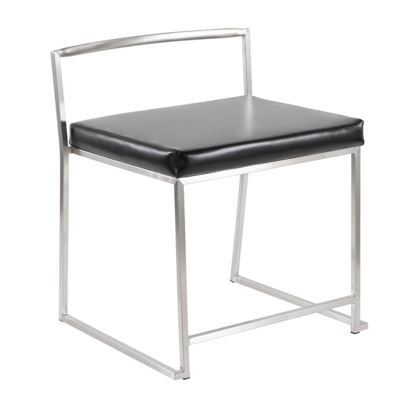 JUYG 2-Pack Black Stackable Dining Chair, Black Faux Leather