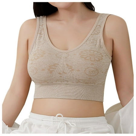 Blphud Bras Women Sexy Sports Bras for Women Lingerie for Women Thin Bra Women s Seamless Pattern Seamless Chest Wrap Plus Fattening Sports Running Bra for the Elderly Khaki One Size