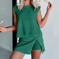 thumbnail image 2 of Prolriy Short Sets for Women, Women 2 Piece Set Summer Casual Crew Neck Sleeveless Tank Top and Skorts Shorts Sweatsuit Tracksuit Outfits Spring Outfits for Women 2025 Green XL, 2 of 5