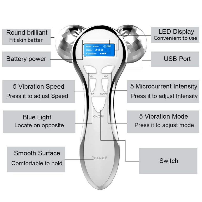 4D Microcurrent Face Massager Roller,Electric Rechargeable