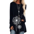 thumbnail image 1 of Tops con estampado de flores para mujer, Camiseta holgada de manga larga con cuello en V, ropa informal Vintage para mujer, camisetas que combinan con todo 2022, 1 of 5