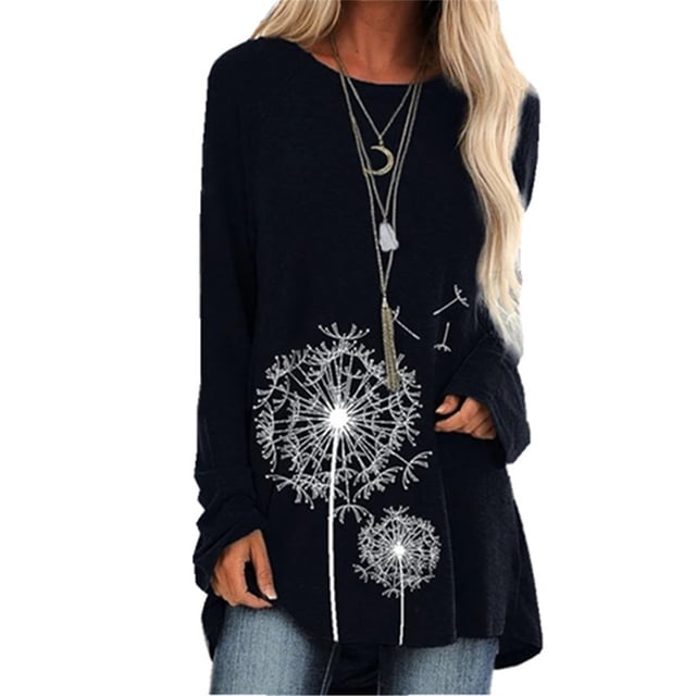 Tops con estampado de flores para mujer, Camiseta holgada de manga larga con cuello en V, ropa informal Vintage para mujer, camisetas que combinan con todo 2022