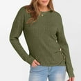 thumbnail image 4 of Womens Ribbed Tunic Tops Side Buttons Long Sleeve Crewneck Pullover Knit Tops Fall Spring Winter Base Sweaters (S, Green), 4 of 6