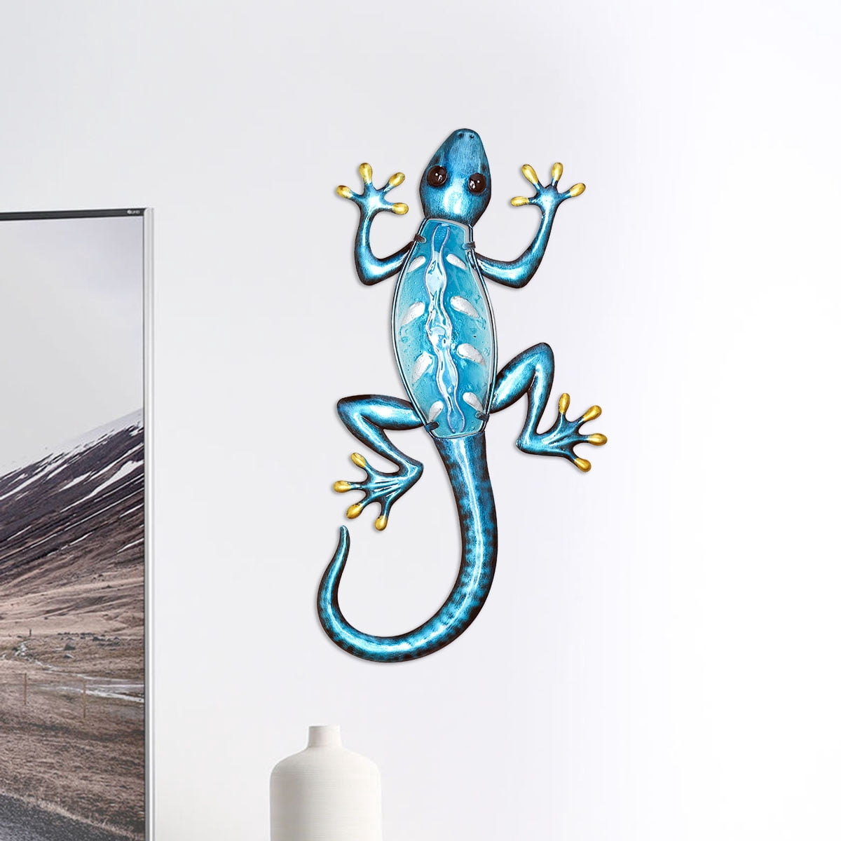 Blue Gecko Wall Hanging Animal Wall Art Lizard Indoor Outdoor Decor Bedroom  Living Room Decor - Walmart.com