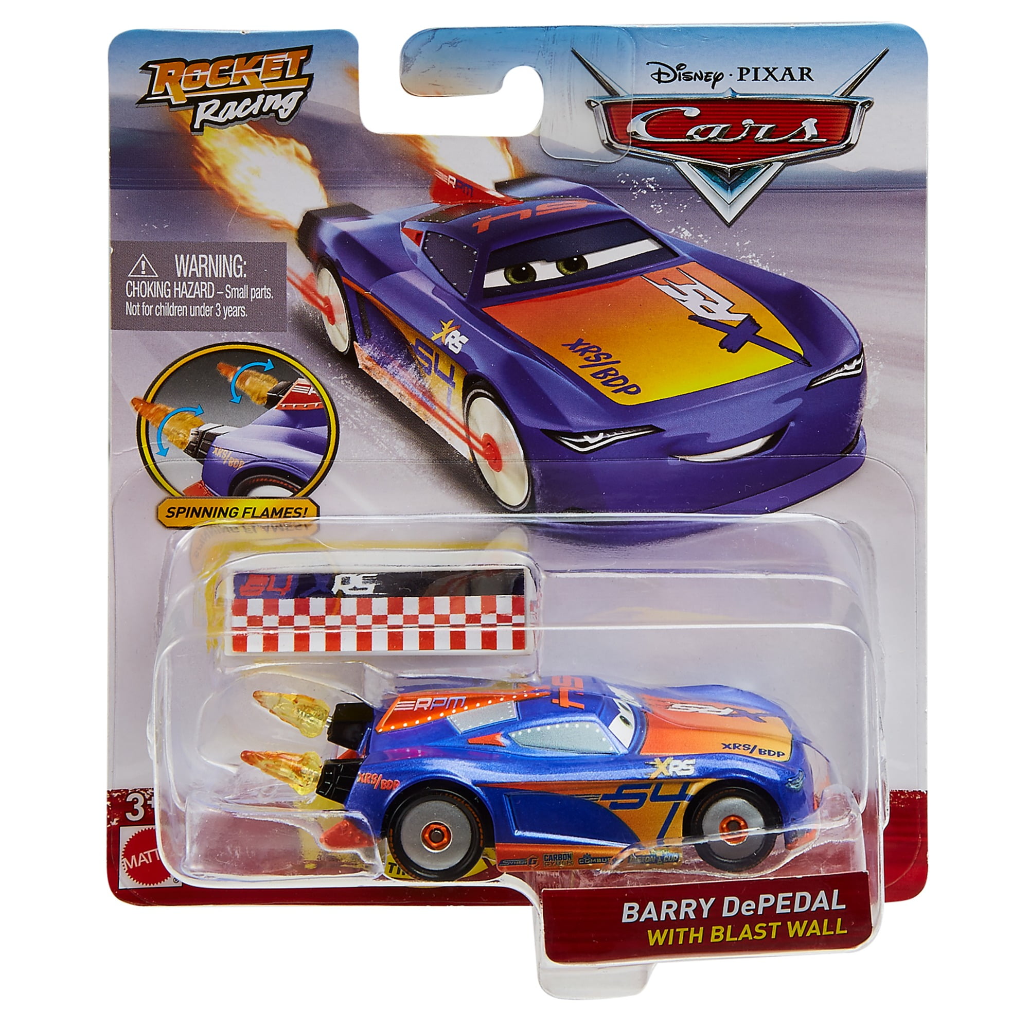 Disney and Pixar Cars XRS Rocket Racing Lightning McQueen with Spinning  Flames 