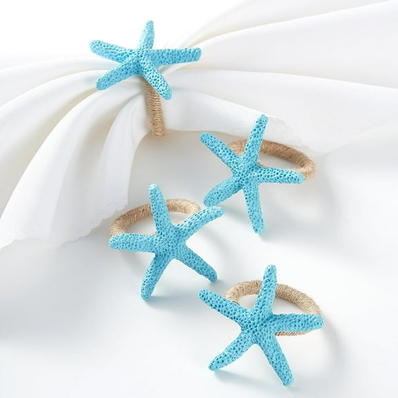 Dalrosia Starfish Napkin Rings Set of 6, Sea Star Napkin Ring Holders for Crafts, Beach, Dinner Party, Wedding, Theme Party, Banquet, Nautical, Coastal Table Decor