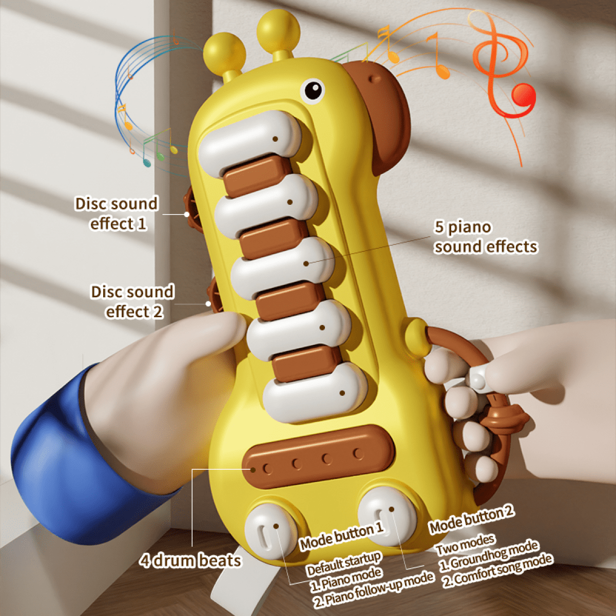 Baby Piano Musical Instruments Toys with Lights, Sensory Toys for Boys Girls Early Education & Christmas Birthday Gifts