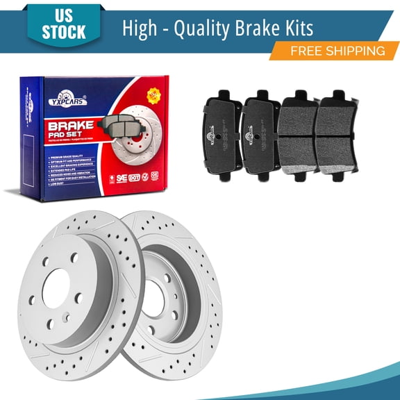 YXPCARS 6PCS Rear Brake Kits, Drilled & Slotted Brake Rotors   Ceramic Brake Pads Set for Regal Chevy Malibu (580838, 1430)
