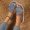 thumbnail image 4 of Mqqzkk Womens Flat Slide Sandals Denim Cloth Summer Fashion Sandals Comfy Open Toe Slip On Slippers Slides Shoes, 4 of 8