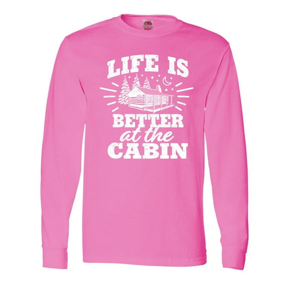 Inktastic Life is Better at the Cabin with Trees and Moon Long Sleeve T-Shirt