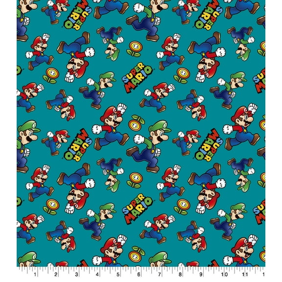Springs Creative 18" x 21" Cotton Super Mario Luigi Toss Precut Sewing & Craft Fabric, Multi-color
