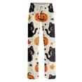 thumbnail image 4 of Pajama Pants for Women Halloween Pumpkin Print Soft Stretch Elastic Waist Sleep Bottoms, 4 of 6