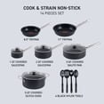 thumbnail image 4 of T-fal Cook & Strain Non-stick, 14 Piece Pots and Pans Cookware Set, Black, 4 of 12