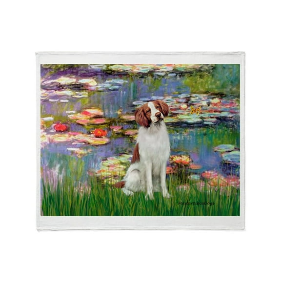 CafePress - Lilies 2/Brittany Spaniel Throw Blanket - Soft Fleece Throw Blanket, 50"x60" for All Ages