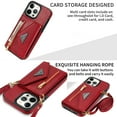 thumbnail image 2 of Crossbody Wallet Women Case for iPhone 12 Pro Max,Credit Card Pocket Zipper Pouch with Shoulder Strap, PU Leather Kickstand Back Flip Envelope Design For iPhone 12 Pro Max, Red, 2 of 13
