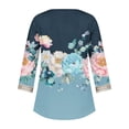 thumbnail image 5 of Weiqiqre Summer Fashion Tops for Women Floral Printed Lace V-Neck 3/4 Sleevet Casual T-shirt Blouse, 5 of 5