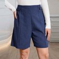 thumbnail image 4 of SwiftWear Women's Summer Casual Dressy Pleated Shorts with Elastic Waistband & Button Front High Waisted Knee Length Shorts for Daily Office, 4 of 7