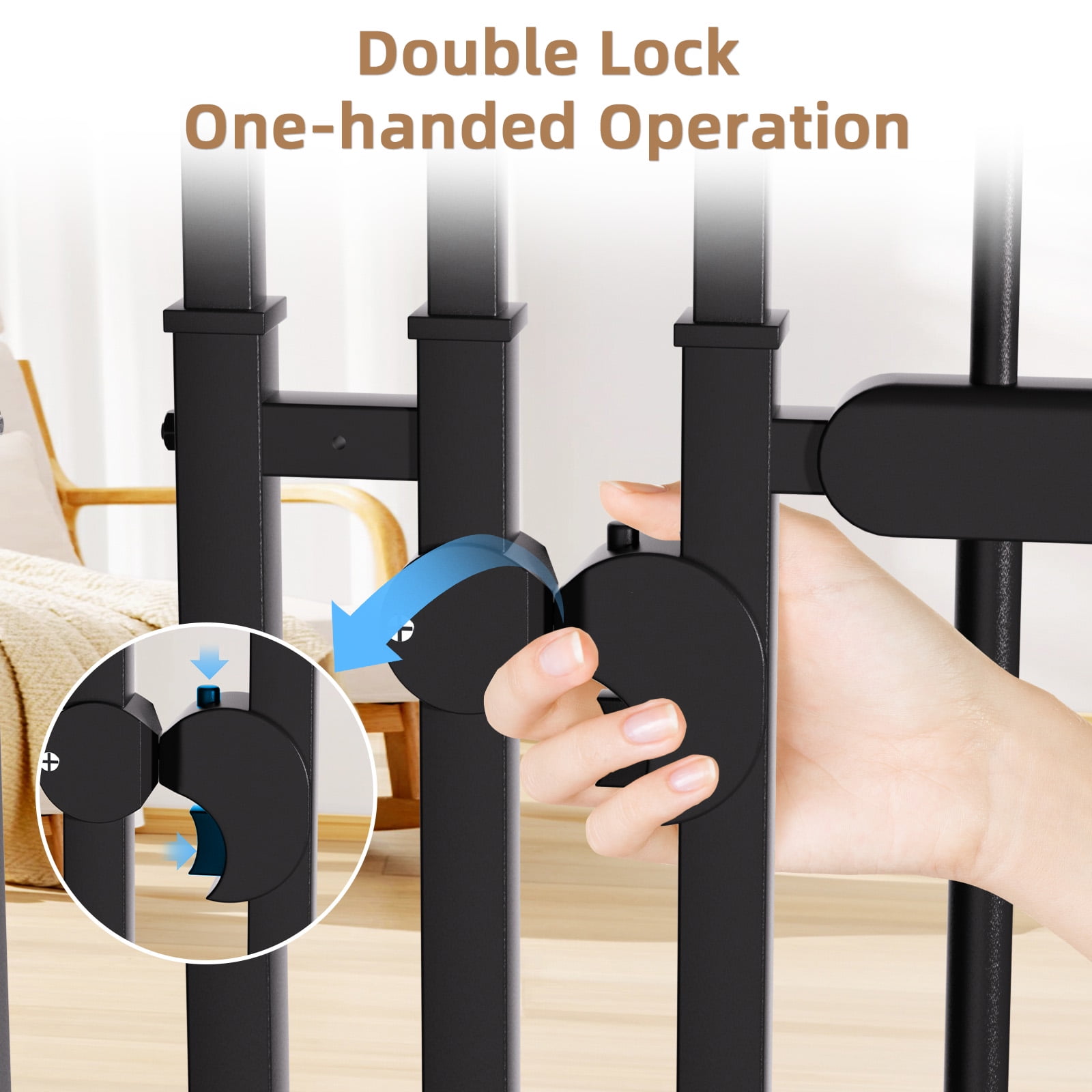 YUFU 47"-87" Extra Tall Pet Gate Metal Safety Gates 27.5"-31.5" Adjustable Width Adjustable Height For Cats Pressure Mounted