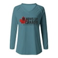thumbnail image 3 of MHFRRA Camiseta de Manga Larga con Cuello En V y Estampado de La Bandera de Canadá para Mujer Azul Cielo, 3 of 3