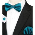thumbnail image 2 of SURJDE Mens Solid Color Pre-tied Bow Tie and Pocket Square Cufflink Set, 2 of 5