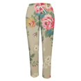 thumbnail image 4 of Casual Pants for Women Autumn Fragrant Linen Vintage Floral Print Pants Perfect for Spring Comfortable Straight Trousers Pants, 4 of 5