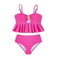 thumbnail image 4 of Lixiuxyad Girls Swimsuit Adjustable Straps Cut Out Swimwear 2 Piece Solid Color Tankini for Girls Bathing Suit for Teens,Sizes 6-7 Years, 4 of 5