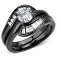 thumbnail image 1 of Anneau en Acier Inoxydable Noir pour Femmes avec AAA Grade CZ en Transparent - Taille 6, 1 of 1
