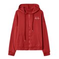 thumbnail image 2 of Cyber&Monday Deals Usmixi Sweatshirt Coats for Women Hooded Sweatshirt Coats for Women Open Front Full Zipper Drawstring Loose Coats Fashion ECG Print Long Sleeve Pocket Sweatshirt Jackets Clearance, 2 of 3