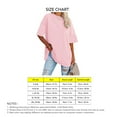 thumbnail image 4 of Camiseta holgada de manga corta para mujer, camiseta de manga corta con cuello redondo y hombros caídos de color puro para uso diario, Rosa M, 4 of 4