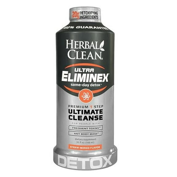 Herbal Clean - Ultra Eliminex, Premium 1 Step Ultimate Cleanse, Same-Day Detox, Strongest 20g Blend (Strawberry Mango, 32 fl oz)