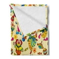 thumbnail image 2 of Cartoon Soft Flannel Fleece Throw Blanket, Funny ish Repetition with Clowns Childish Toys Sweets Balls and Cubes, Cozy Plush for Indoor and Outdoor Use, 50" x 60", Yellow and Blue, by Ambesonne, 2 of 5