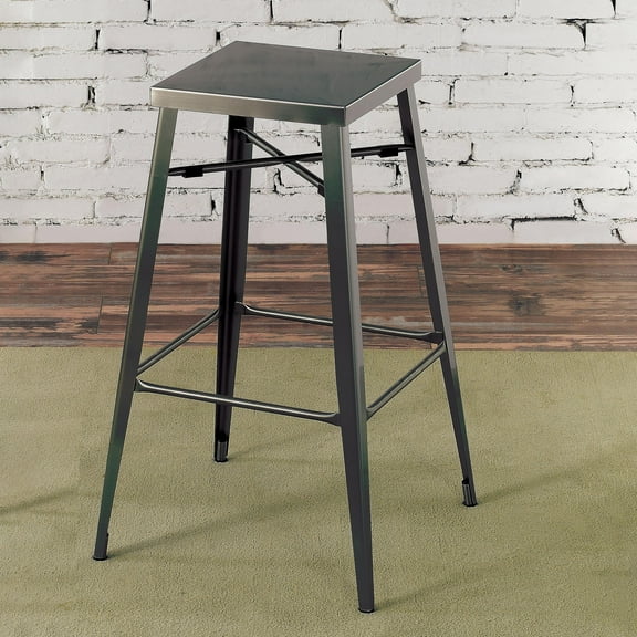 Jopp 30-inch Metal Bar Stools, Set of 2, Gun Metal