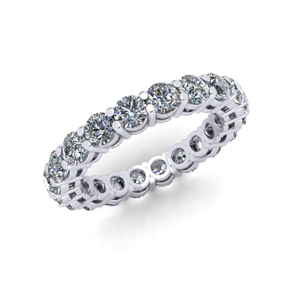 Natural 3.00Ct Round Cut Diamond Shared Prong Gallery Women's Anniversary Wedding Eternity Band Ring Solid 14k White Gold H SI2
