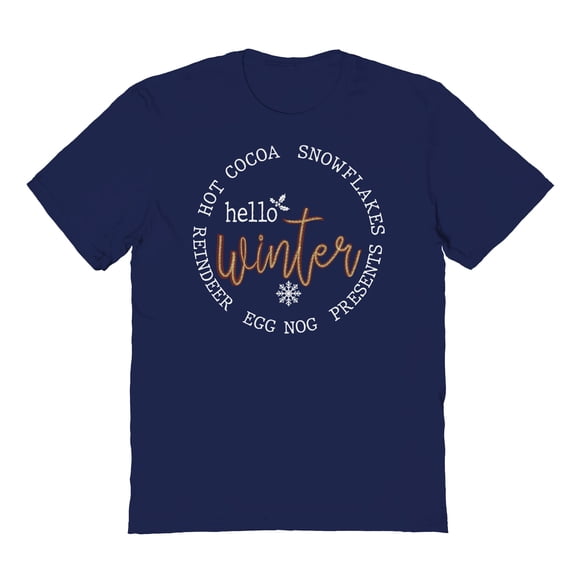 Haywood & Main Hello Winter Graphic Navy Men's Cotton T-Shirt