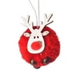 thumbnail image 2 of tasrioml Pom Pom Reindeer Christmas Ornament Plush Elk Hanging Ornaments Wooden Deer Slices Xmas Tree Pendants for Home Party Holiday Decor, 2 of 8