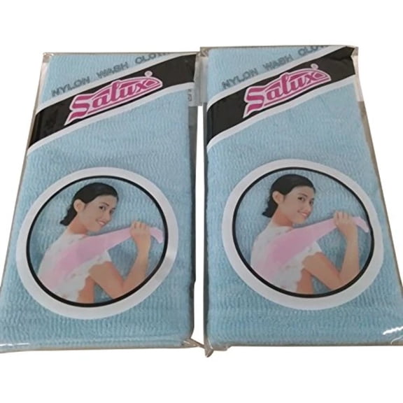 SALUX Nylon Japanese Beauty Skin Bath Wash Cloth/Towel - Blue 2 PACK