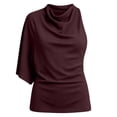 thumbnail image 4 of Dolkfu Pull-on Women'S Tops, Tees & Blouses Elbow-Length Halter Refreshing Red Blouses & Tops Modern Solid Romance Red,S, 4 of 6