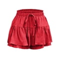 thumbnail image 6 of Lenpel Women's Flowy Shorts Trendy Boho Elastic High Waisted Pleated Ruffled Tiered Mini Skorts Summer Casual Shorts, 6 of 7