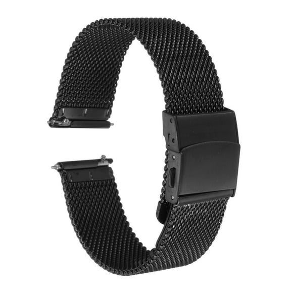 Uxcell Stainless Steel Mesh Watch Band 18mm Quick Release Metal Replacement Strap Adjustable for Men Women, Black