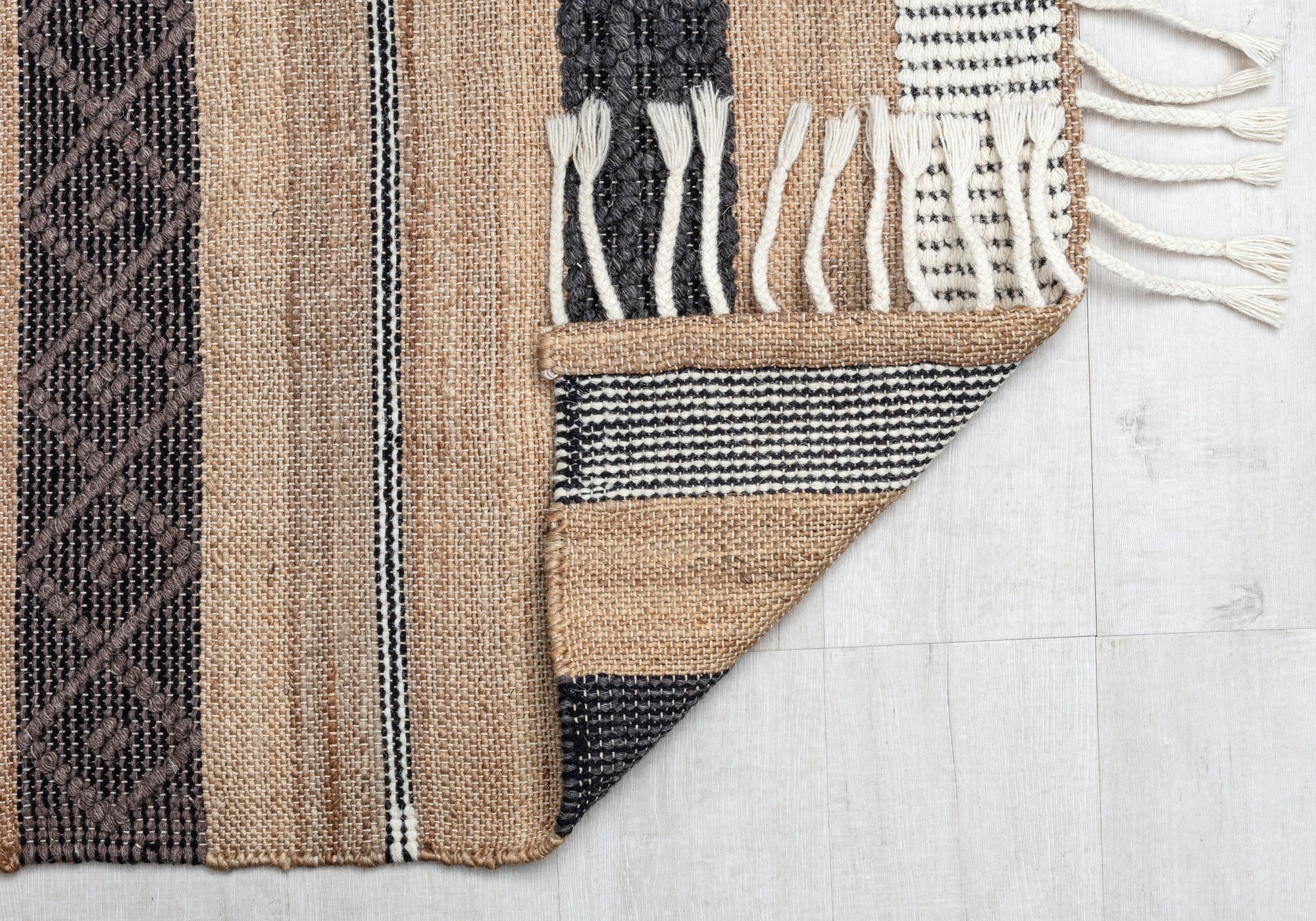 Rugs America Stripe Medley PI15A Textured/Stripe Farmhouse Brown Area Rug, 8’0”x10’0”