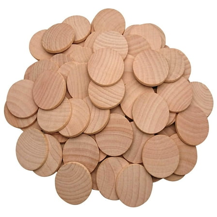 Natural Wood Slices 1.5 Inch Unfinished Round Wood Coins for DIY Craft Projects, 50 Pieces Pack, Painting Decorations, Brown