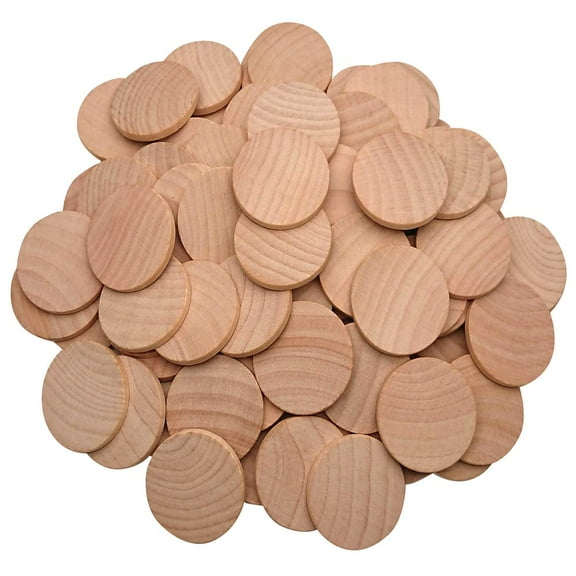 Natural Wood Slices 1.5 Inch Unfinished Round Wood Coins for DIY Craft Projects, 50 Pieces Pack, Painting Decorations, Brown