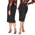 thumbnail image 4 of Women's Sequin Bodycon Pencil Skirt, High Slit with Zipper Detail, Glamorous Midi Skirt for Evening Parties or Night Out, Black - L, 4 of 7