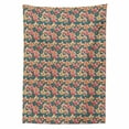 thumbnail image 2 of Floral Tablecloth, Graphical Pattern of Budding Summer Time Orchid Flowers Soft Colored, Rectangle Satin Table Cover for Dining Room and Kitchen, 60" X 90", Slate Blue Coral Salmon, by Ambesonne, 2 of 2