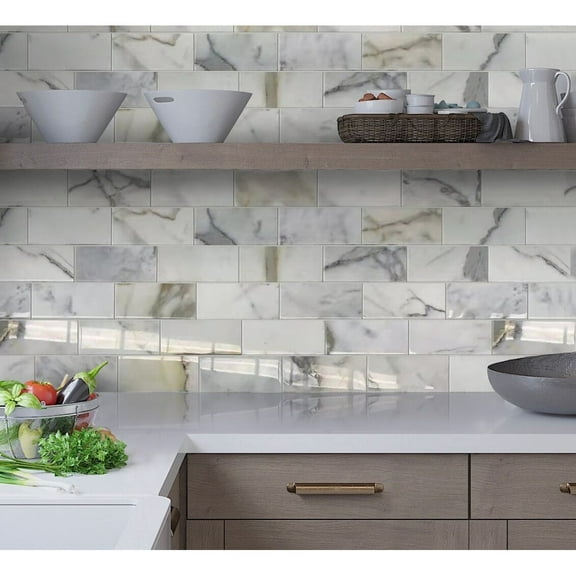 Apollo Tile   White 3-in. x 6-in. Polished Marble Subway Tile (5 Sq ft/case)