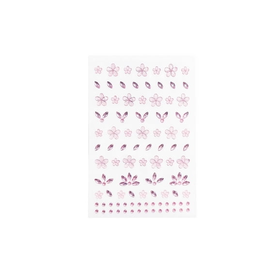 Rhinestone Face Gems Floral Face Adornments 5 X 3.5 Inch Self-Adhesive Face Jewels Sparkly Face for Stage Performance Rave Events Holiday Party Decor Pink 1 Pack